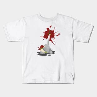 Sword in Stone Red Ink Kids T-Shirt